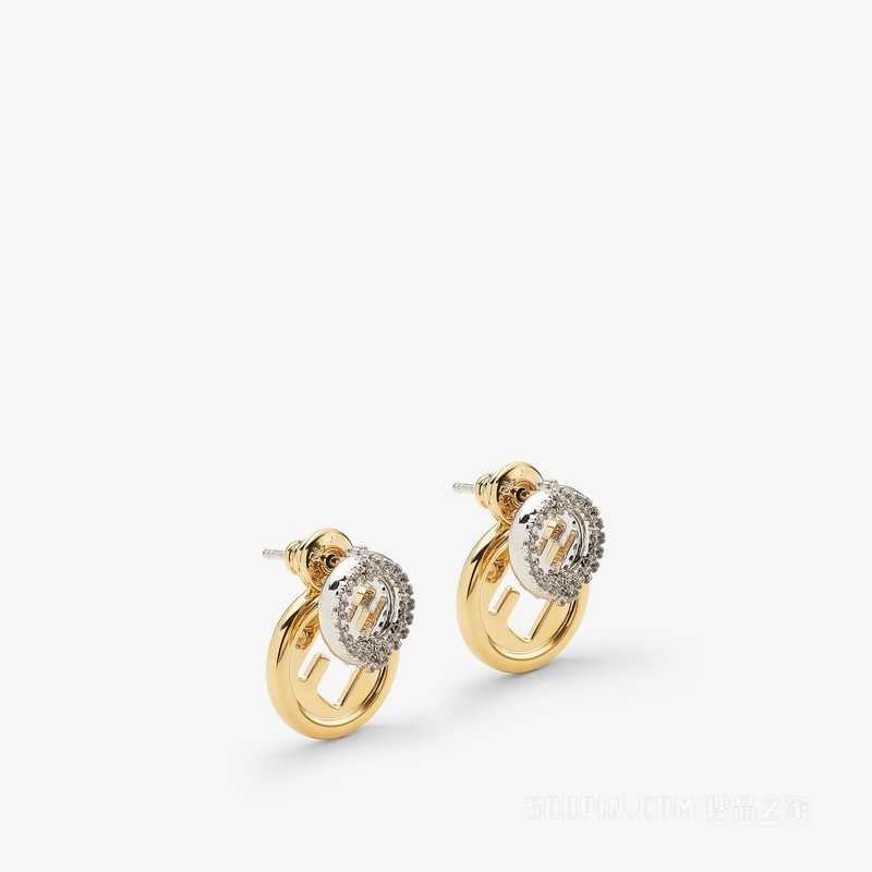 EverRound FENDI耳环 金色和银色金属耳环