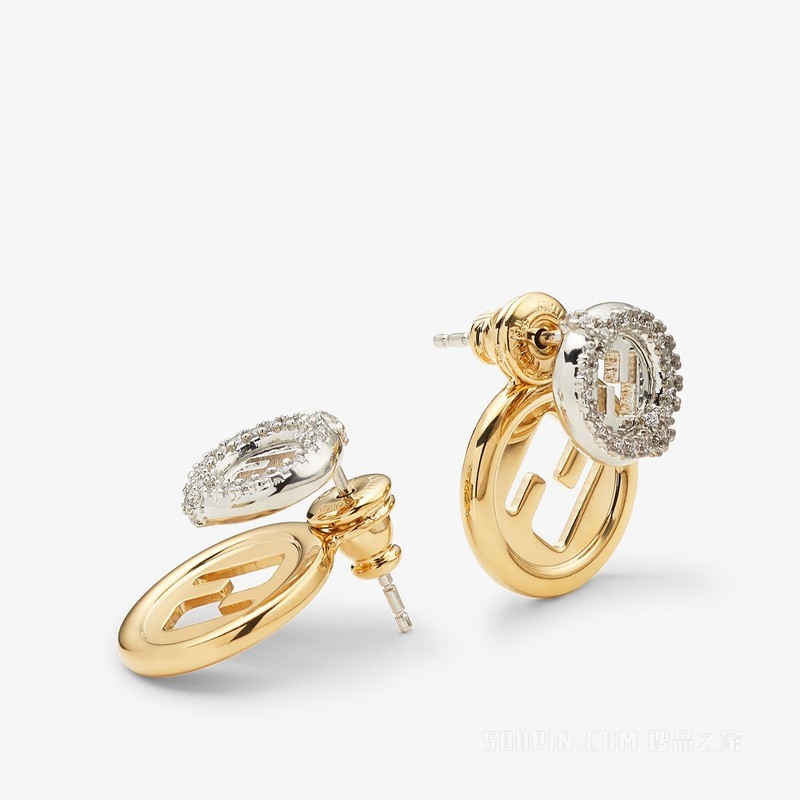 EverRound FENDI耳环 金色和银色金属耳环