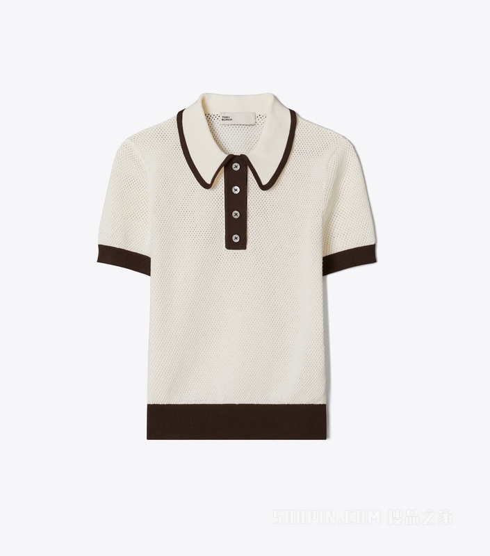 粘纤镂空毛衣 象牙白 / 深烘焙色