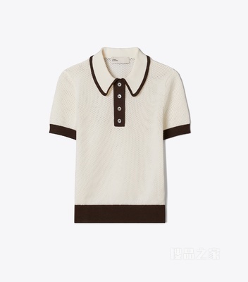 粘纤镂空毛衣 象牙白 / 深烘焙色