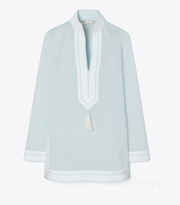 棉质 Tory 长款衬衫 冰蓝色