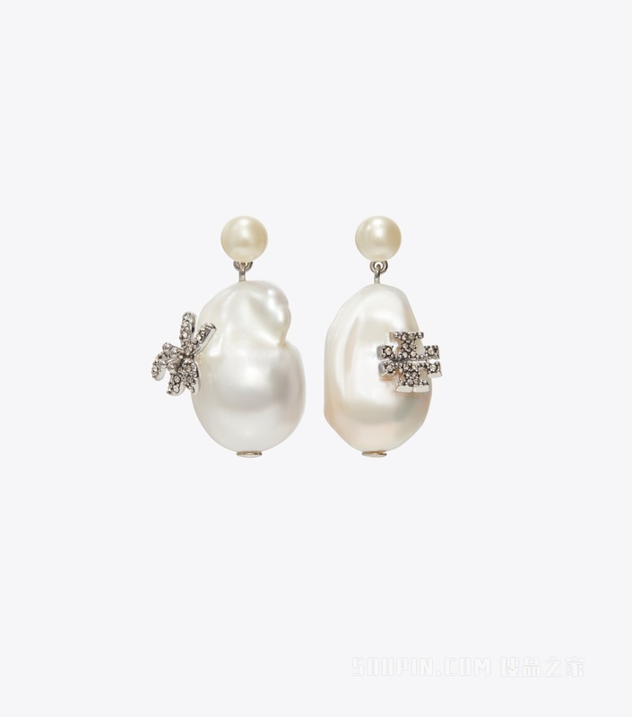 【礼物】Moondance 月影流光系列花朵吊坠耳环 Tory 银/珍珠色/水晶色