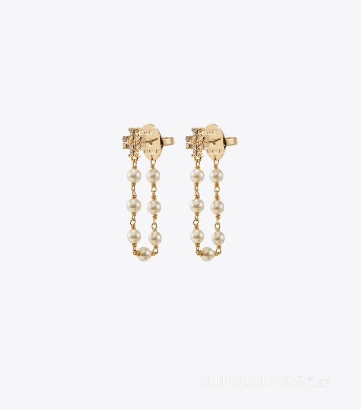 【礼物】Moondance 月影流光系列链式耳环 Tory 金/珍珠色/水晶色