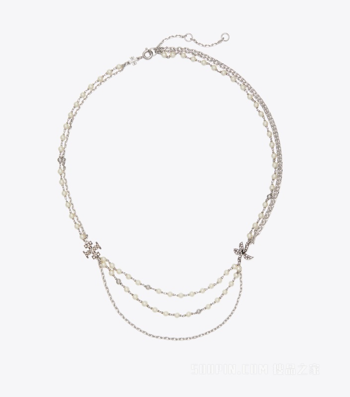 【礼物】Moondance 月影流光系列多层项链 Tory 银/珍珠色/水晶色