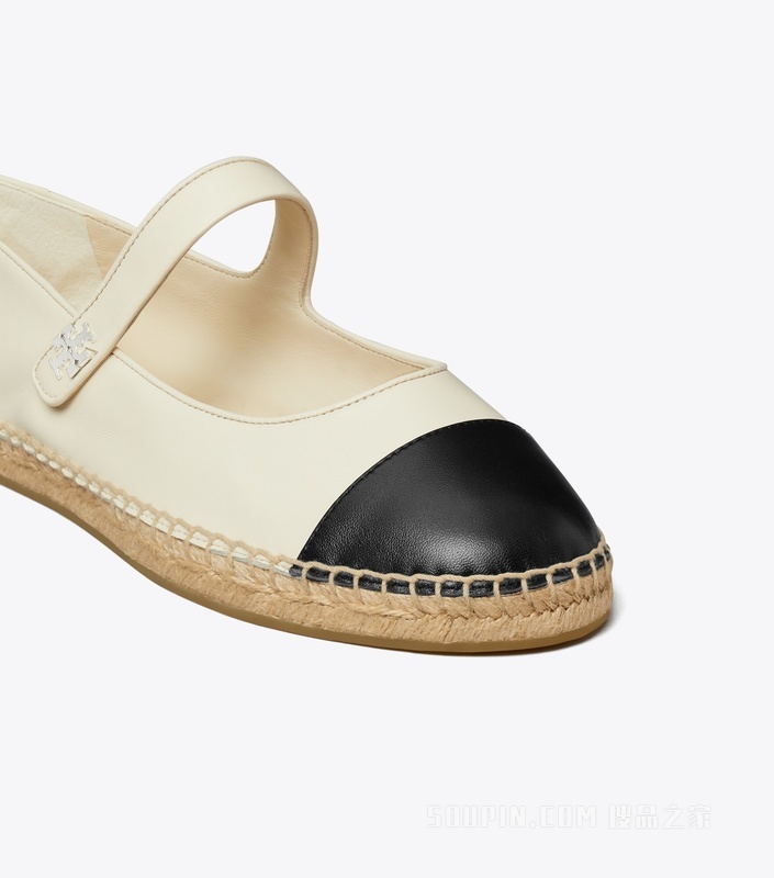 拼色玛丽珍渔夫鞋 淡奶油色/纯黑