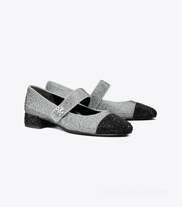 玛丽珍拼色芭蕾鞋 灰色/纯黑