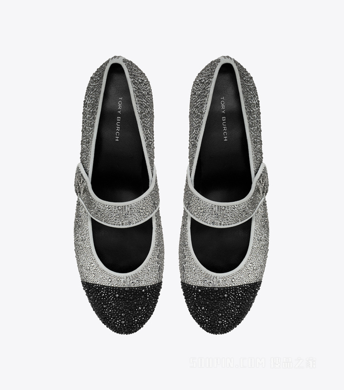 玛丽珍拼色芭蕾鞋 灰色/纯黑