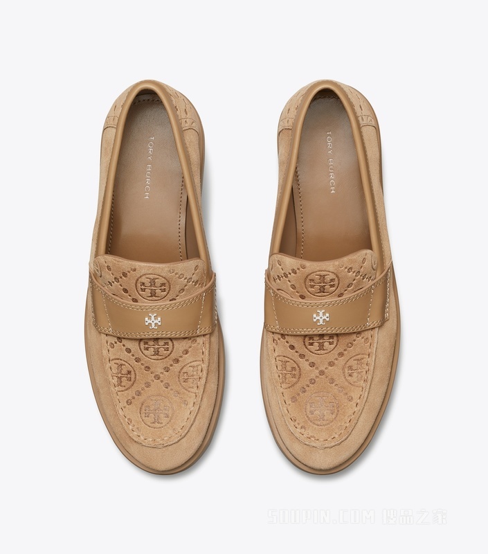 T Monogram 经典厚底乐福鞋 榛果色/原麻本色
