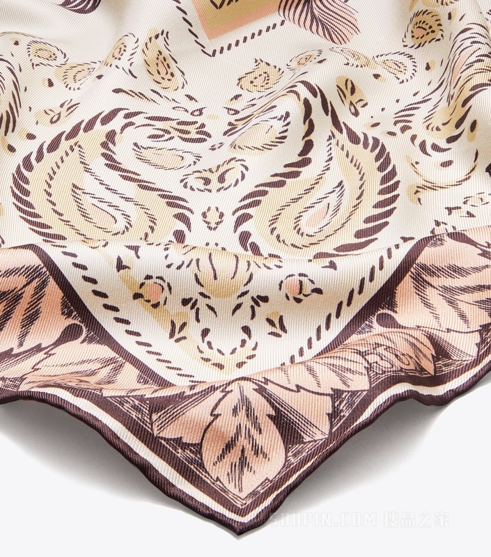 【礼物】鹦鹉印花桑蚕丝 Bandana 方巾 绯红鹦鹉粉