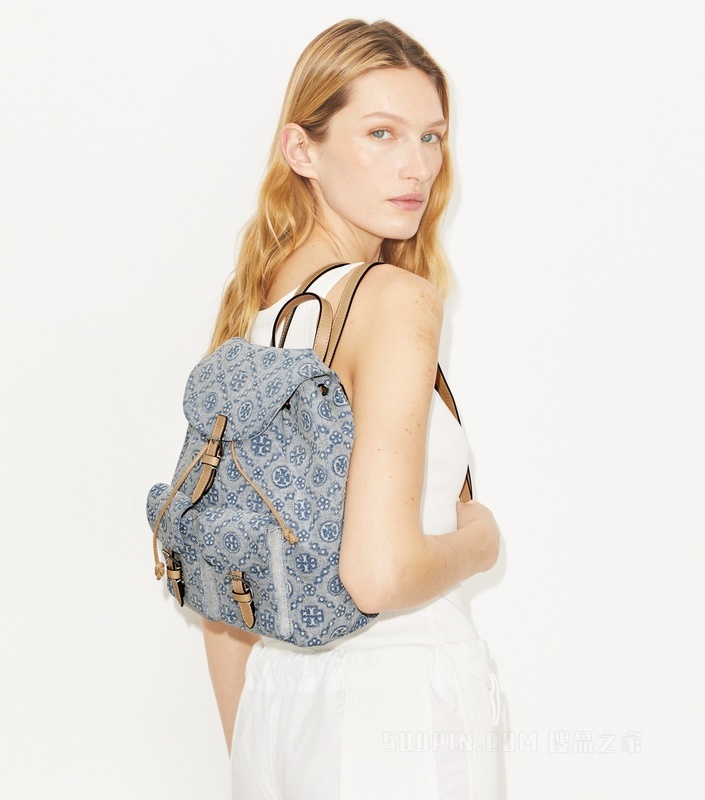 【礼物】T Monogram 牛仔双肩包 粉末蓝