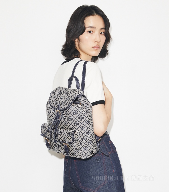 【礼物】T Monogram 双肩包 Tory 海军蓝