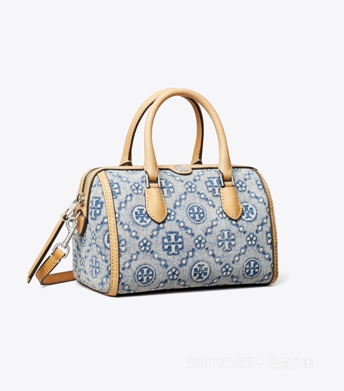 【礼物】T Monogram 迷你牛仔酒桶包 粉末蓝