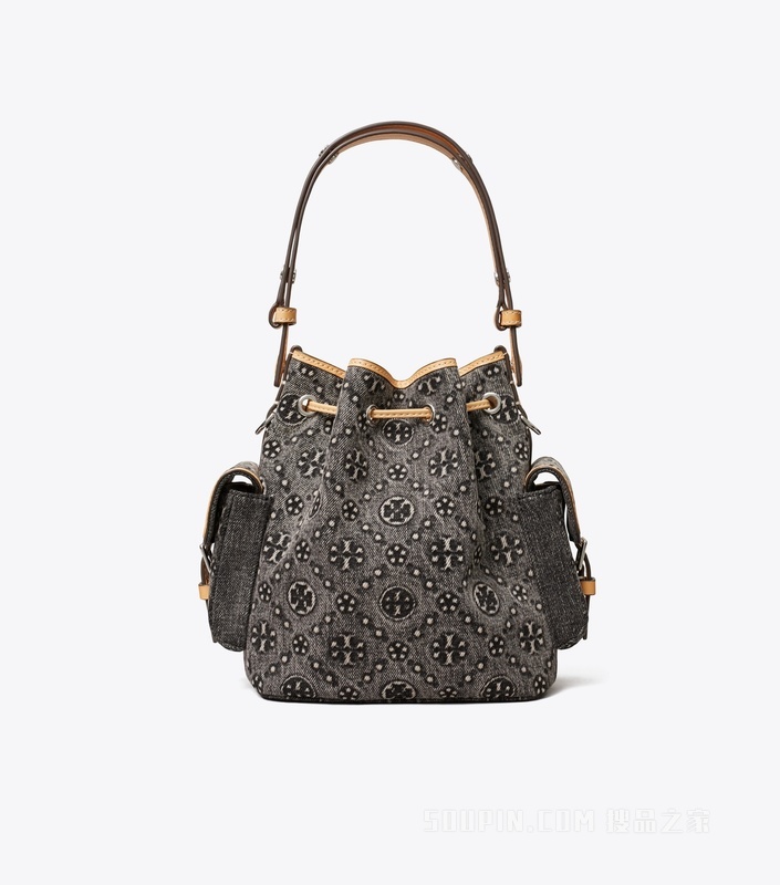 【礼物】T Monogram 牛仔水桶包 黑色