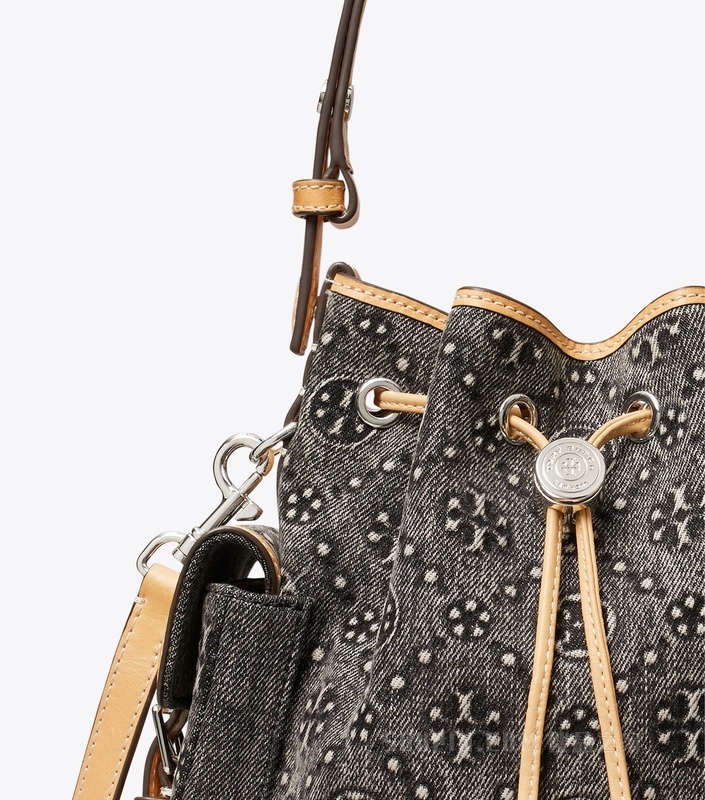 【礼物】T Monogram 牛仔水桶包 黑色