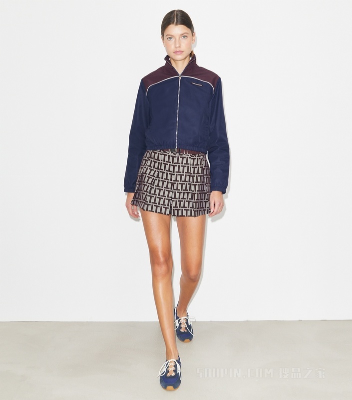 褶裥高尔夫短裤 深梅子色