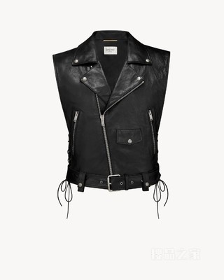 褶皱皮革机车风马甲