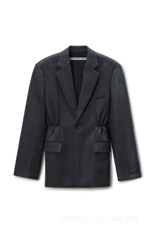 羊毛斜纹布加大款西装外套