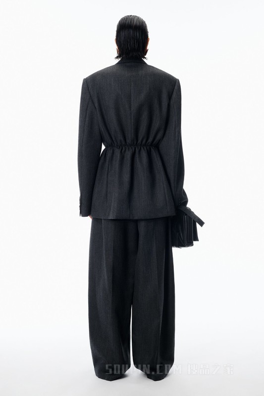 羊毛斜纹布加大款西装外套