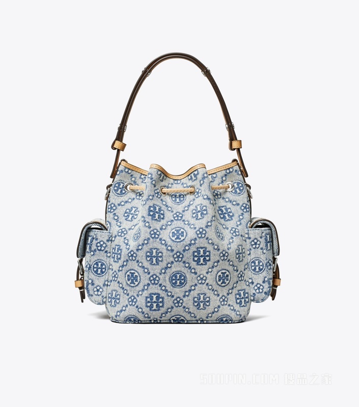 【礼物】T Monogram 牛仔水桶包 粉末蓝