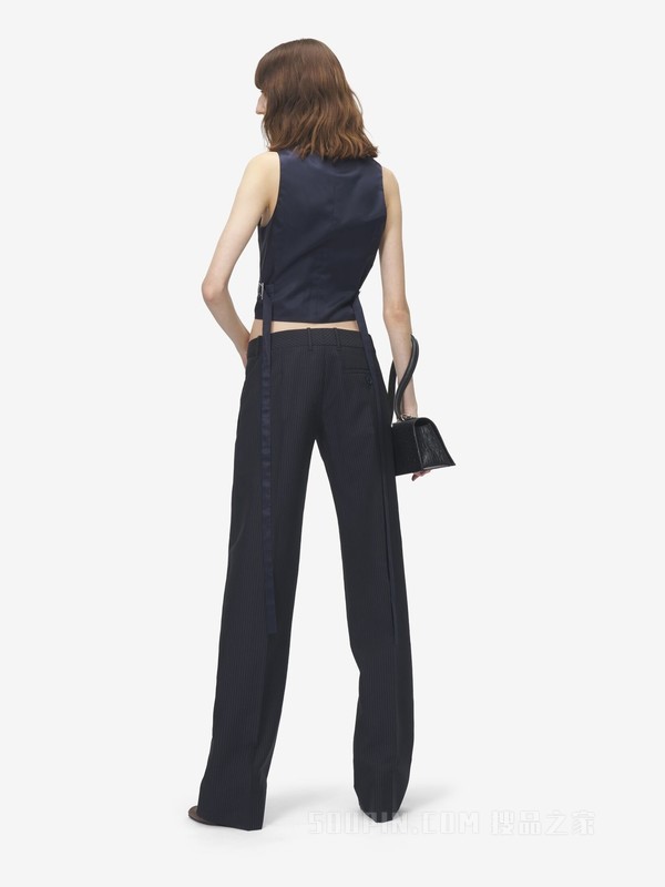 细条纹精裁马甲