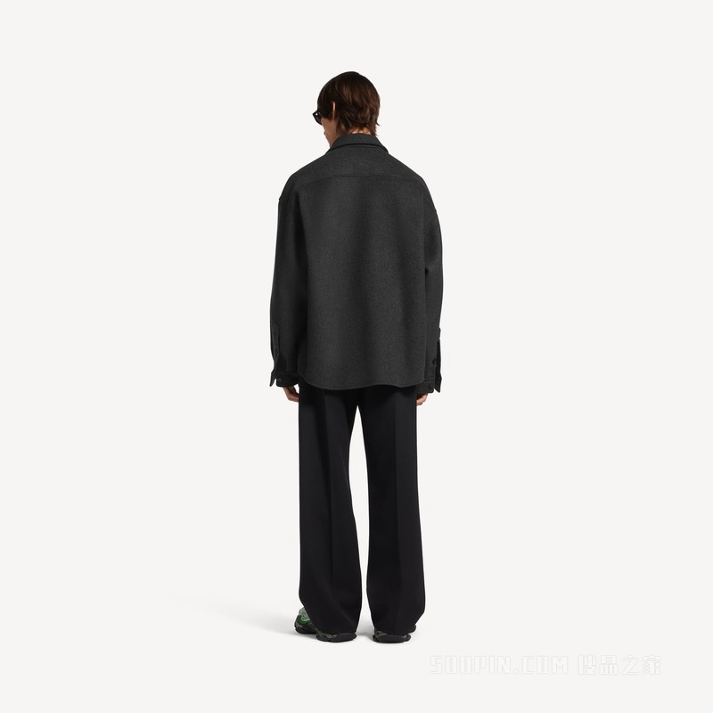 拉绒羊毛衬衫式外套