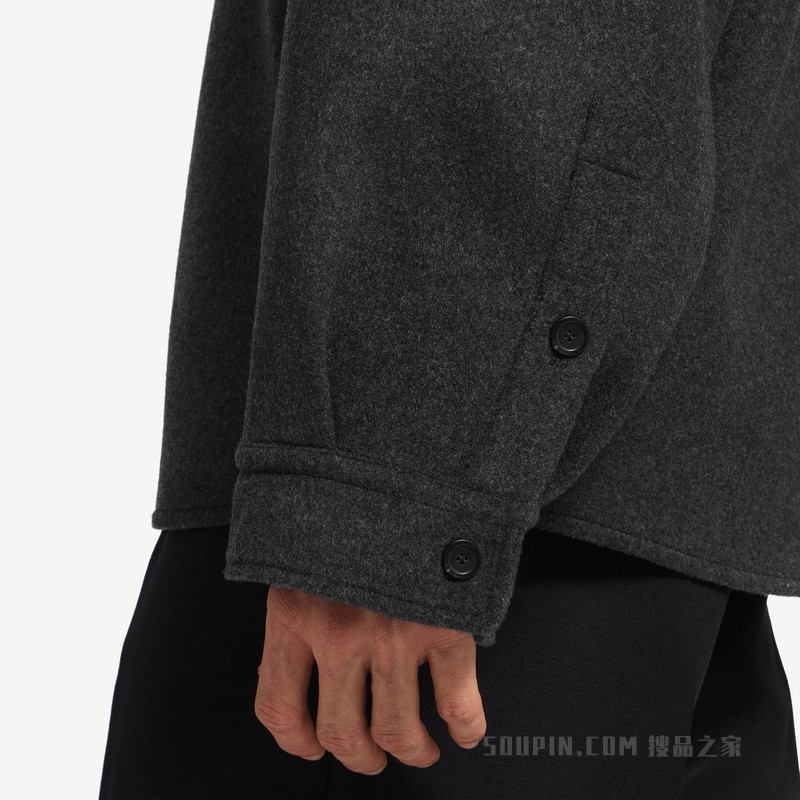 拉绒羊毛衬衫式外套