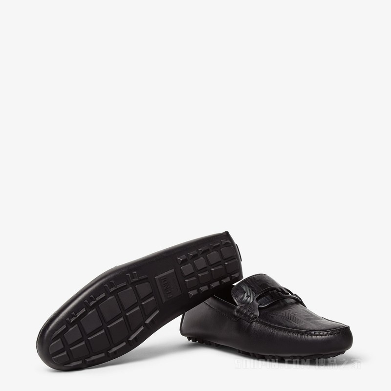 FENDI O'Lock乐福鞋 黑色皮革乐福鞋