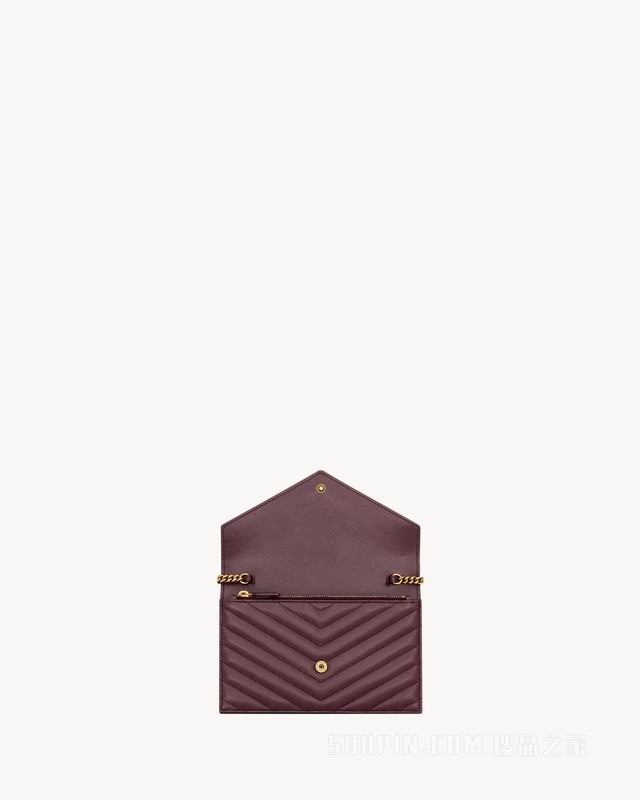 LE CASSANDRE粒面皮革信封链条钱包