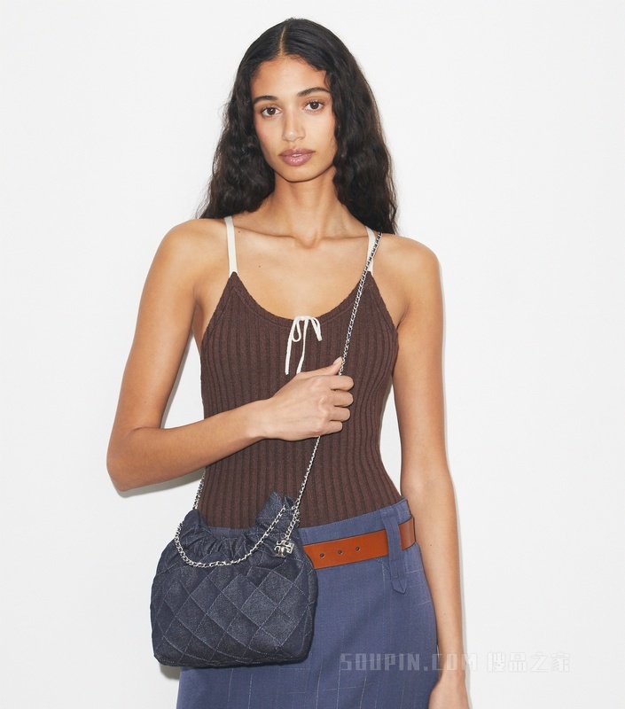 【礼物】Fleming 迷你柔软牛仔肩背包 蓝色