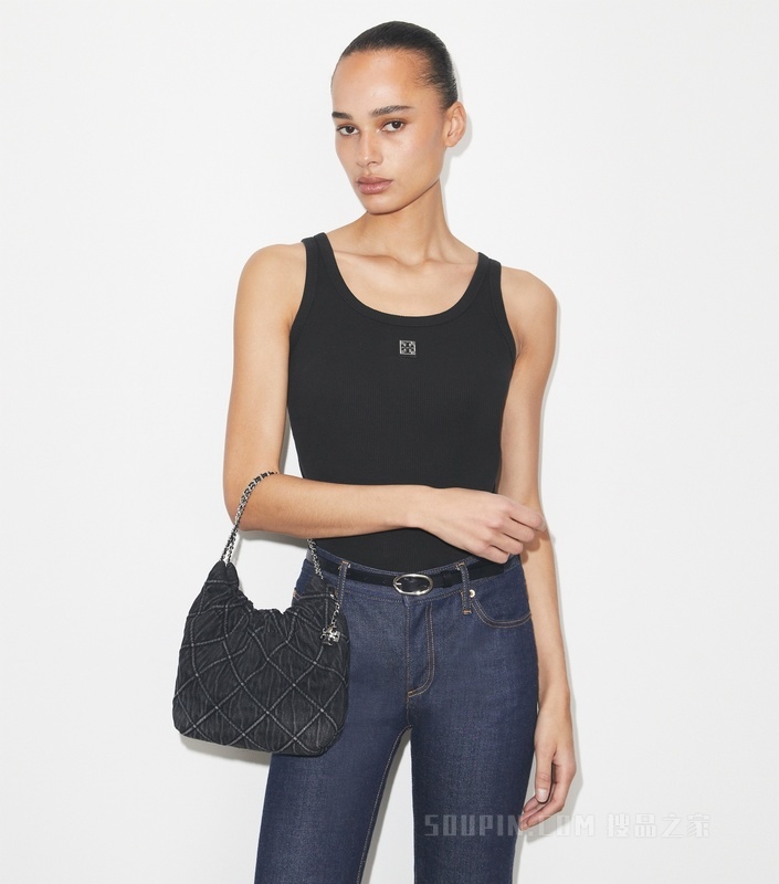 【礼物】Fleming 迷你柔软牛仔肩背包 黑色