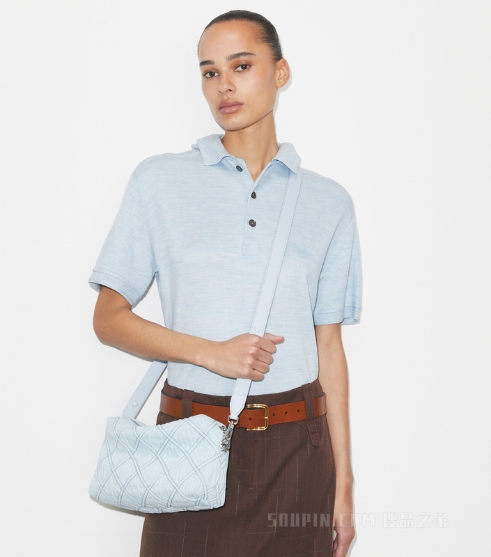 【礼物】Fleming 大号柔软牛仔斜挎包 雾霾蓝