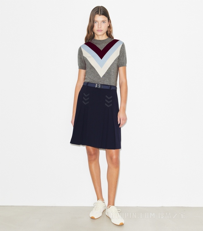 褶裥高尔夫半身裙 深海军蓝