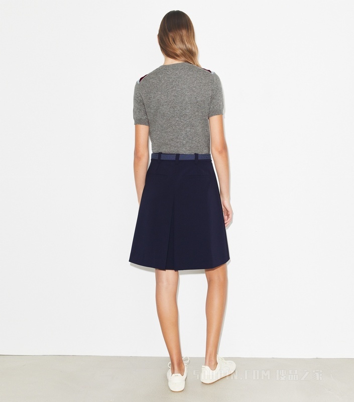 褶裥高尔夫半身裙 深海军蓝