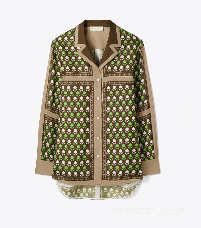 桑蚕丝上衣 巧克力石榴印花