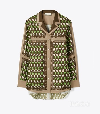 桑蚕丝上衣 巧克力石榴印花