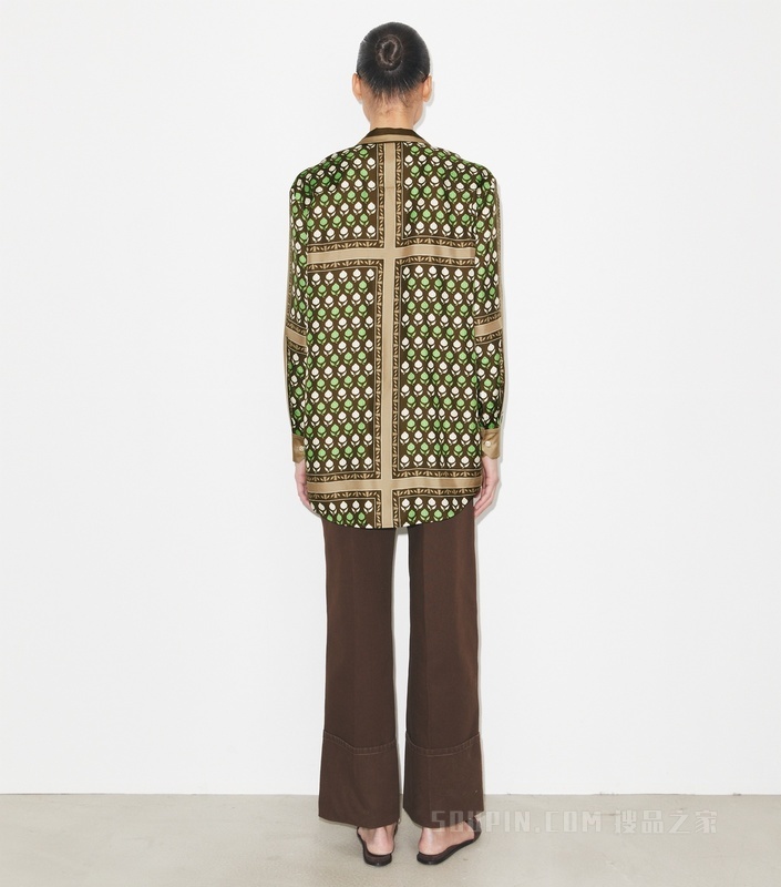 桑蚕丝上衣 巧克力石榴印花