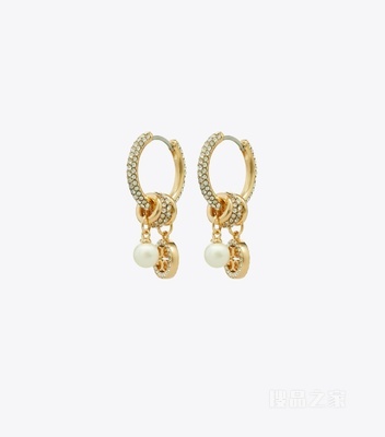 【礼物】Icon 经典系列密镶缀饰耳环 Tory 金/水晶色/珍珠色