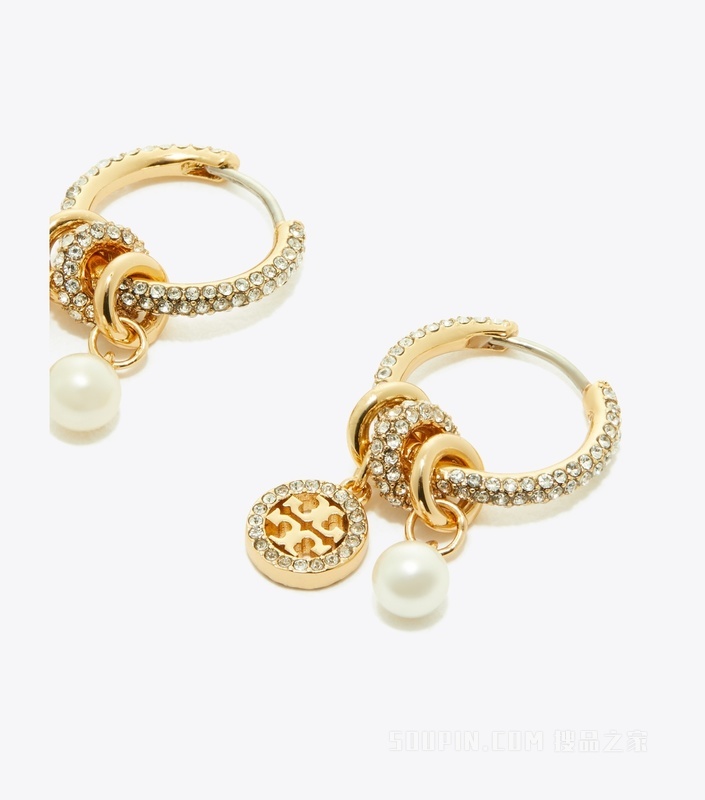 【礼物】Icon 经典系列密镶缀饰耳环 Tory 金/水晶色/珍珠色