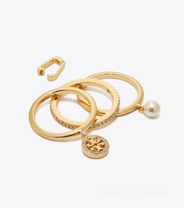 【礼物】Icon 经典系列密镶缀饰戒指 Tory 金/水晶色/珍珠色