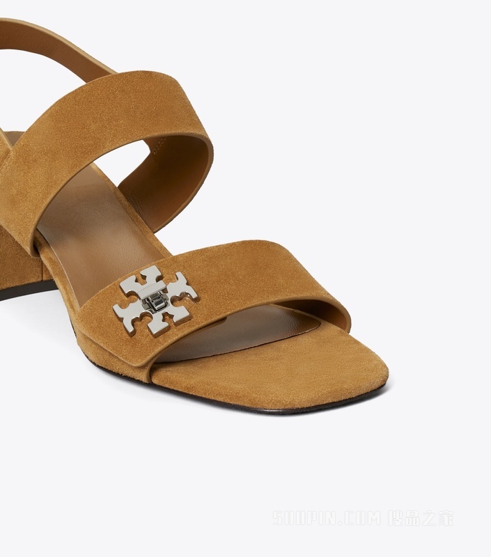 扭锁高跟凉鞋 烟草色