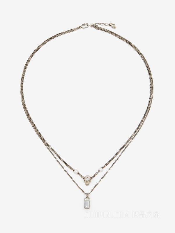 Skull & Pearl层叠链条项链