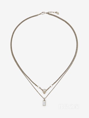 Skull & Pearl层叠链条项链