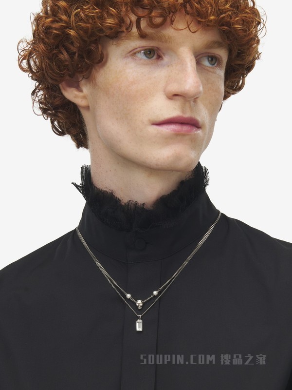 Skull & Pearl层叠链条项链