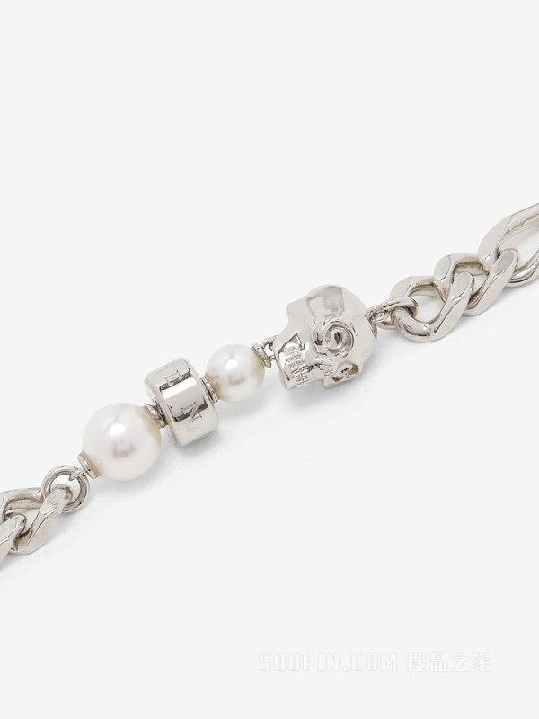 Skull仿珍珠手链