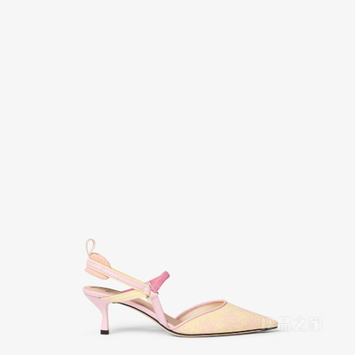 COLIBRI Lite 裸色网眼布和粉红色皮革中跟露跟凉鞋