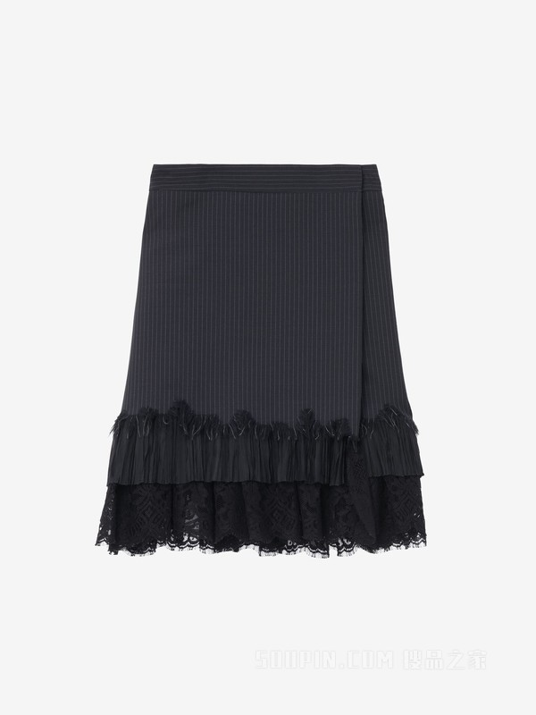 细条纹裹身迷你裙