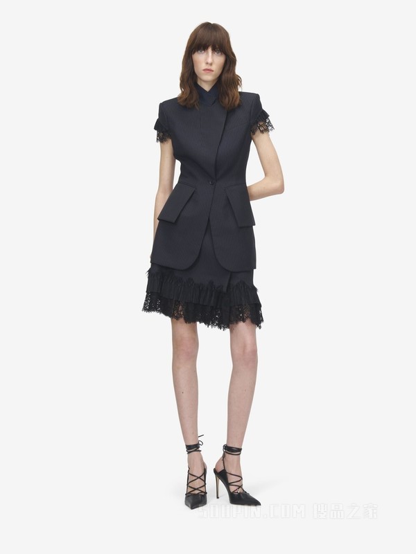 细条纹裹身迷你裙