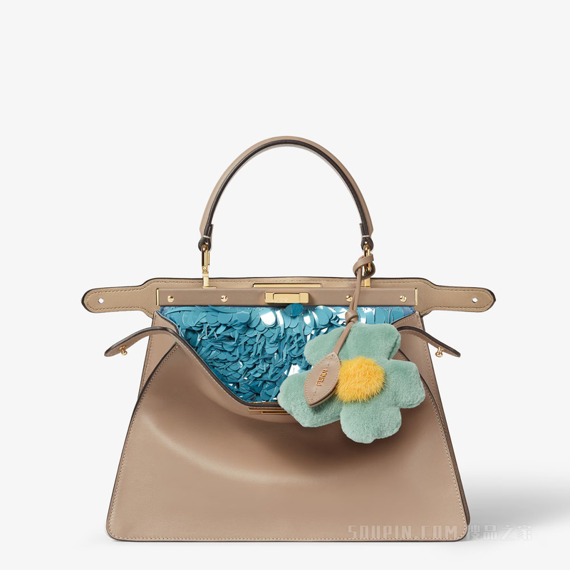 Sunny Side Flowers挂饰 绿色和黄色水貂毛皮挂饰