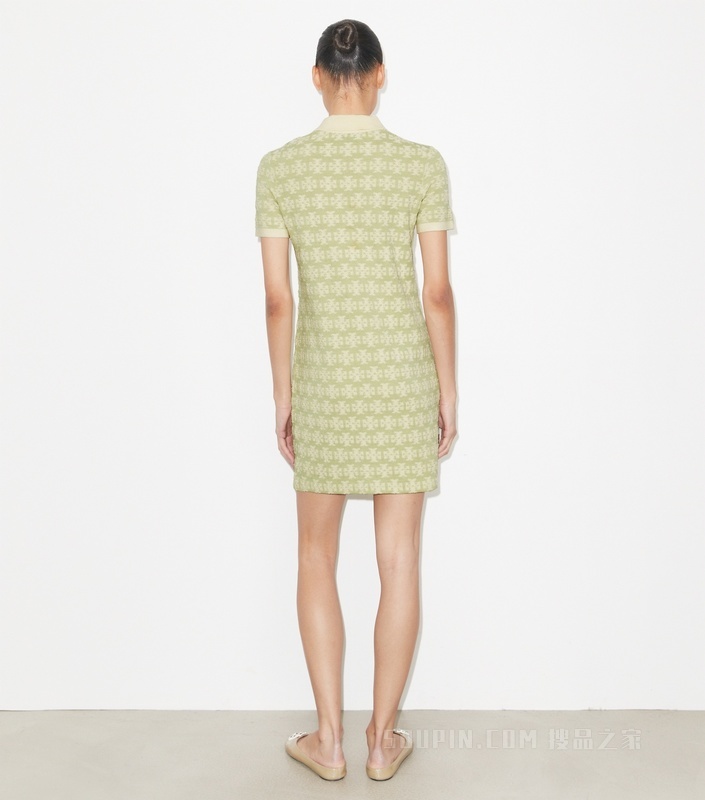 棉质 Polo 式连衣裙 绿色/香草色