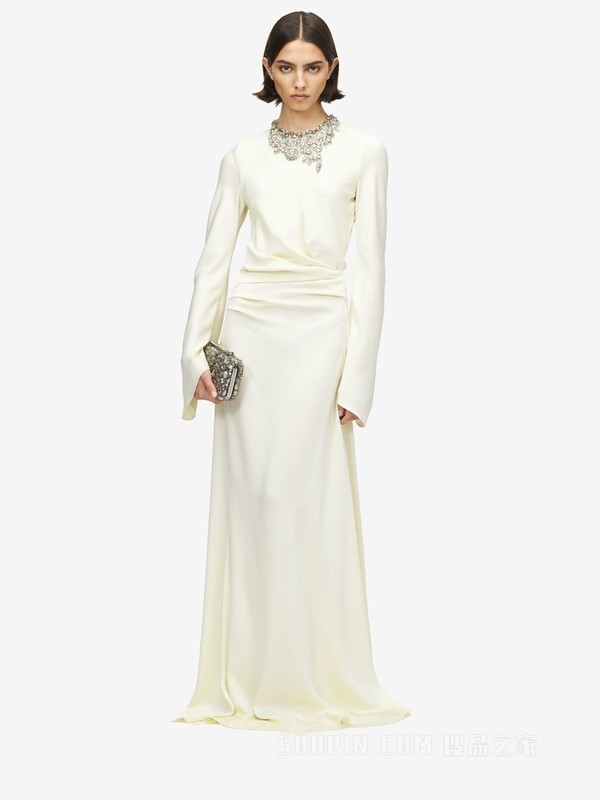 珠宝刺绣晚宴连衣裙